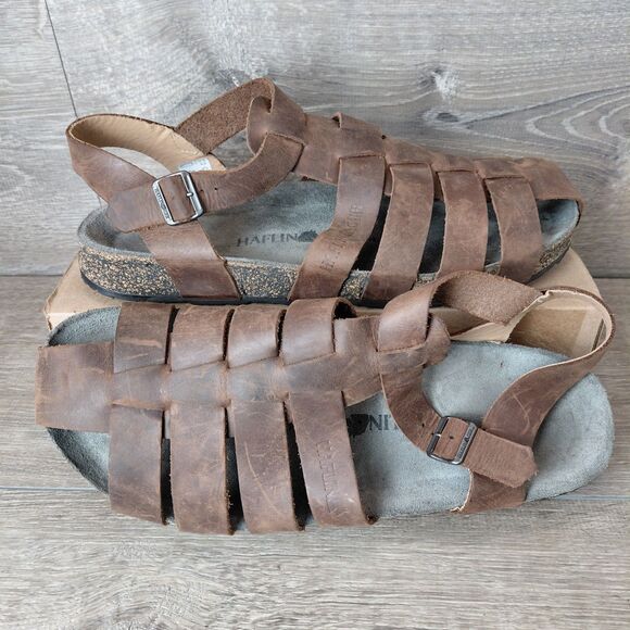 Haflinger Sandals Mens Brown Leather Peter Gladiator Fisherman Strappy Size 11 - Picture 1 of 14